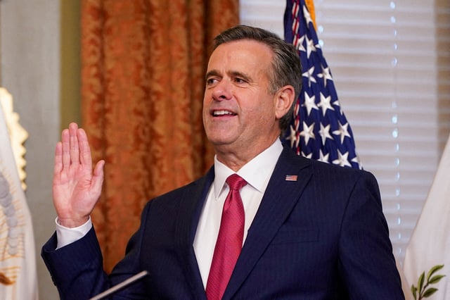 John Ratcliffe swears in as CIA Director, in the Vice President’s Ceremonial Office in the Eisenhower Executive Office Building on the White House campus in Washington, U.S., January 23, 2025. REUTERS/Nathan Howard/File Photo