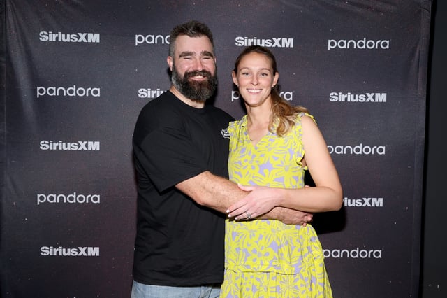 Jason Kelce and Kylie Kelce attend Chris Stapleton's Performance Live From The Fillmore New Orleans for SiriusXM and Pandora on Feb. 6, 2025, in New Orleans, Louisiana.