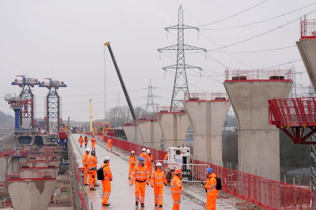 A view along the first completed viaduct at HS2&#39;s Delta Junction in Sutton Coldfield, North Warwickshire (Photo: Joe Giddens/PA)