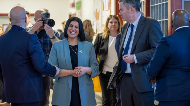 Shabana Mahmood, the justice secretary, with David Gauke at the Estelle “supermax” prison in Huntsville, Texas