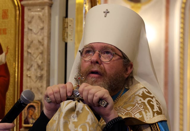 Metropolitan Tikhon Shevkunov, newly appointed head of the Crimean Metropolis of the Russian Orthodox Church, conducts a service at a cathedral in Simferopol, Crimea, October 21, 2023. REUTERS/Alexey Pavlishak/File Photo