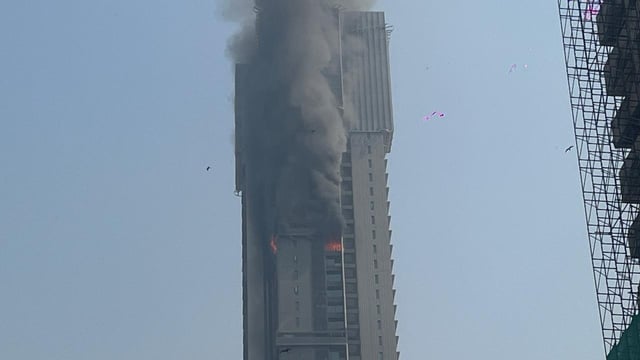 A Fire on the 42nd floor of a highrise in Byculla, Mumbai. 