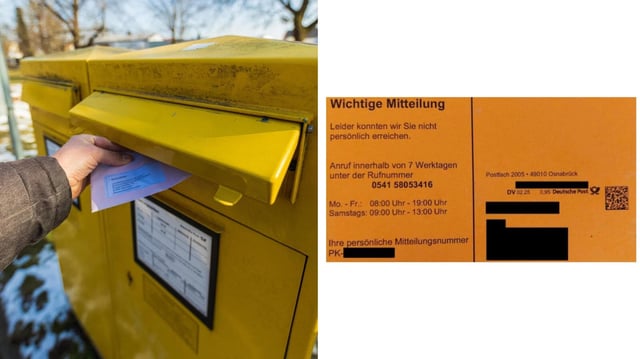 Vorsicht vor diesem Schreiben (rechts) im Briefkasten.