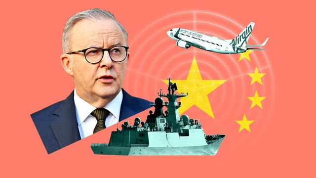 Australia’s prime minister, Anthony Albanese, initially played down the surprise action of the Chinese warships, which was called in by a Virgin Australia pilot