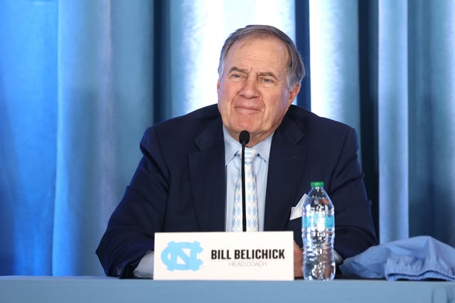 CHAPEL HILL, NORTH CAROLINA - DECEMBER 12: Head Coach Bill Belichick of the North Carolina Tar Heels speaks to the media during a press conference on December 12, 2024 in Chapel Hill, North Carolina.