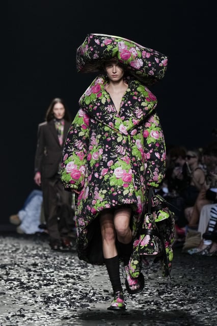 A model wears a creation as part of the Moschino Fall/Winter 2025-2026 Womenswear collection presented in Milan, Italy, Friday, Feb. 28, 2025. (AP Photo/Luca Bruno)