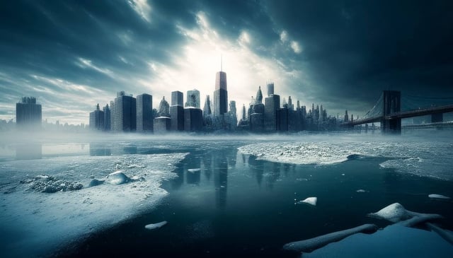 Artist's AI depiction of New York City in the next Ice Age. (© Creative Valley - stock.adobe.com)