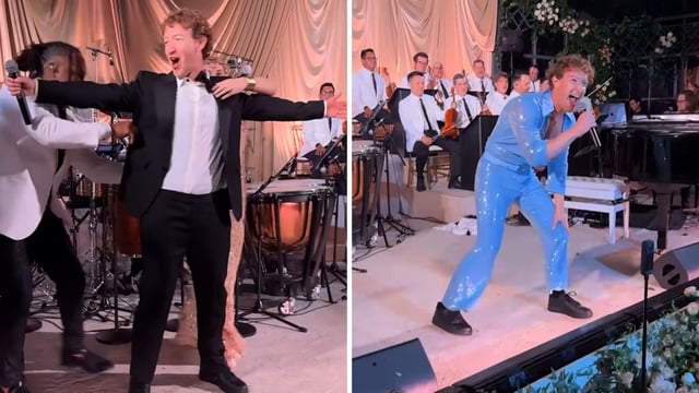 Mark Zuckerberg wore a sparkly jumpsuit at his wife's birthday party. 