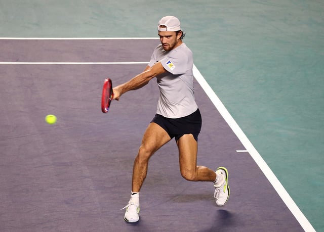 Tennis - Mexican Open - Arena GNP Seguros, Acapulco, Mexico - February 28, 2025 Czech Republic's Tomas Machac in action during his semi final match against Brandon Nakashima of the U.S. REUTERS/Henry Romero