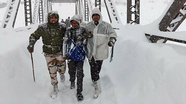 Army personnel during the rescue operation in Uttarakhand's Chamoli.