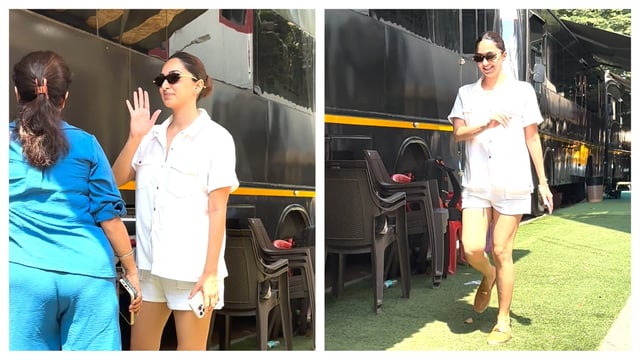 Kiara Advani looked happy and glowing as she was spotted on a set. (Ashutosh Rai: pics) 
