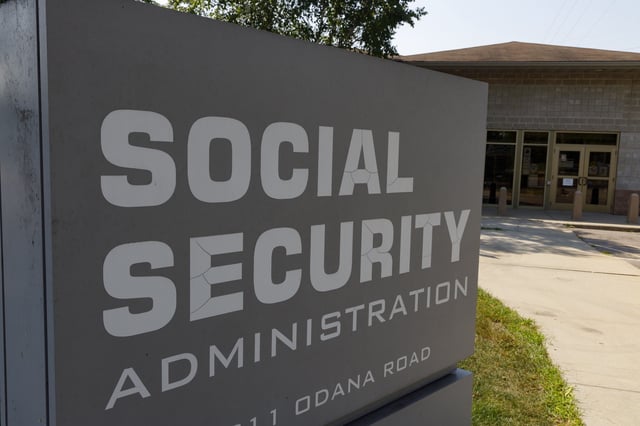 The sign for the Social Security Administration in Madison, Wis., on July 25, 2021.