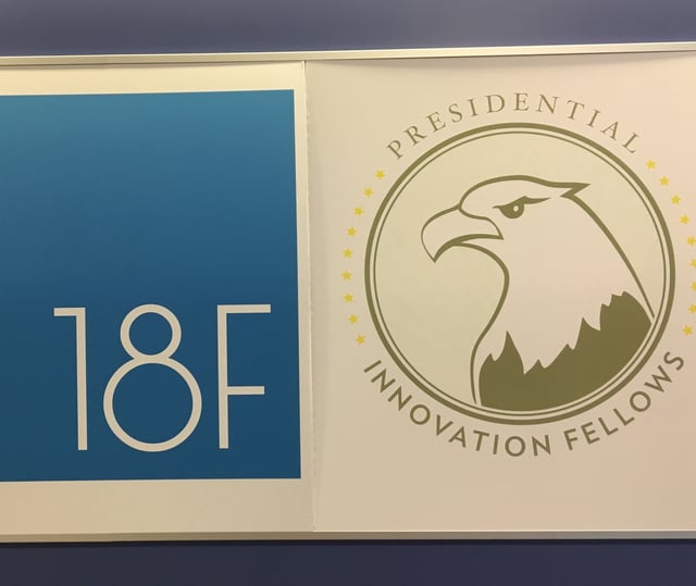 A PIF logo inside GSA. (Tajha Chappellet-Lanier / FedScoop)