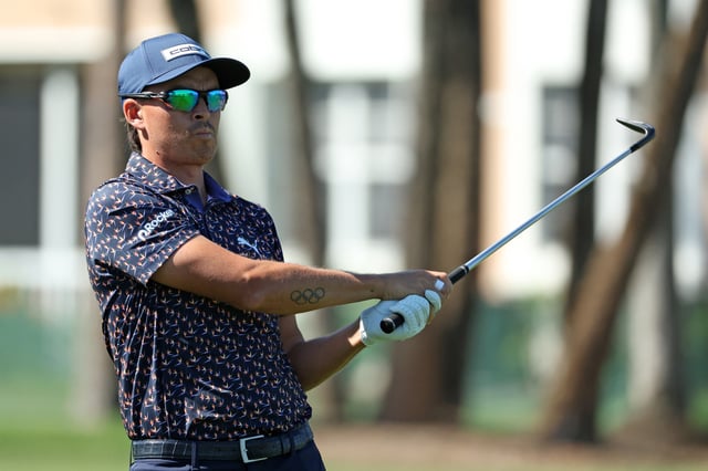 Rickie Fowler of the United States plays a shot on the eighth hole during the second round of the Cognizant Classic in The Palm Beaches 2025 at PGA National Resort And Spa on February 28, 2025 in Palm Beach Gardens, Florida.