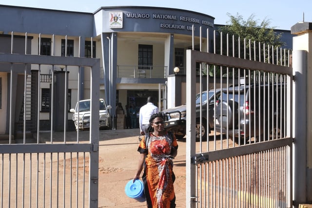 Rita Ninsiina, ebola survivor, leaving the isolation centre at Mulago Referral Hospital in Kampala, Uganda Tuesday, Feb. 18, 2025. (AP Photo/Hajarah Nalwadda)