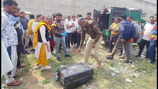 Police reached the spot DSP and FSL team inspected the spot officials reached at Sampla where a woman’s body was found stuffed in a suitcase in district Rohtak on Saturday. (Manoj Dhaka/HindustanTimes)