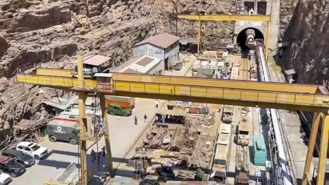 Rescue operation underway to trace workers trapped inside the partially collapsed Telangana's Srisailam Left Bank Canal tunnel in Nagarkurnool district of Telangana on Saturday. (PTI)