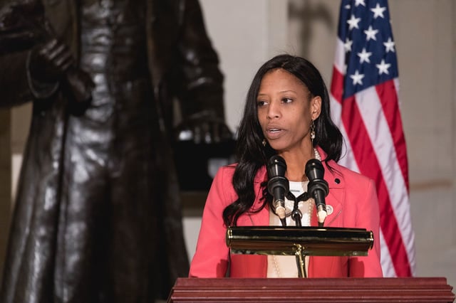 Rep. Mia Love speaks during an event at the US Capitol in 2018.