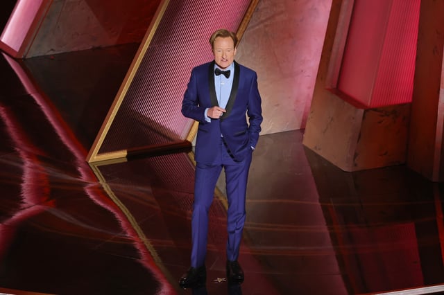 Host Conan O&#39;Brien speaks onstage during the 97th Annual Oscars at Dolby Theatre on March 02, 2025 in Hollywood, California.
