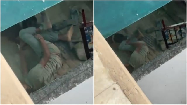 A viral video shows the pitbull lunging at the worker’s right leg, biting him repeatedly as he lay on the ground bleeding.
