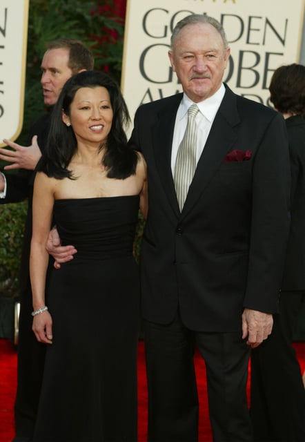 Gene Hackman and his wife Betsy Arakawa arrive at the 60th Annual Golden Globe Awards at the Beverly Hilton Hotel on Jan. 19, 2003.
