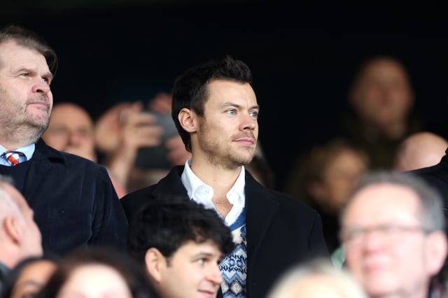 Harry Styles looks on prior to the Premier League match between Luton Town and Manchester United at Kenilworth Road on Feb. 18, 2024, in Luton, England.