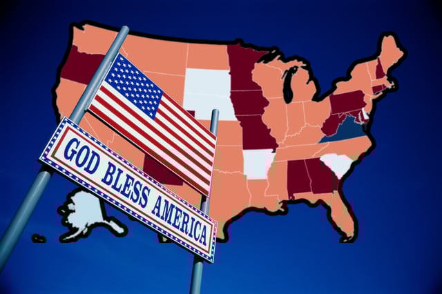 Map shows falling, surging Christianity.