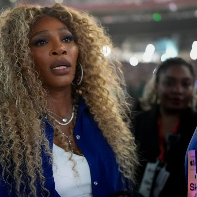 Serena Williams stands on the sideline during halftime of the NFL Super Bowl 59 football game between the Kansas City Chiefs and the Philadelphia Eagles, Sunday, Feb. 9, 2025, in New Orleans. THE CANADIAN PRESS/AP-George Walker IV