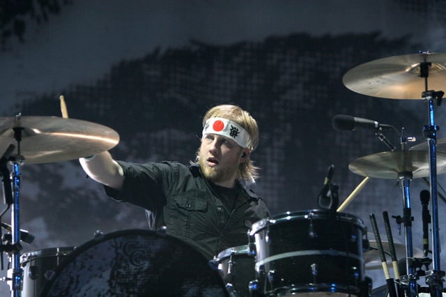 Drummer Bob Bryar of My Chemical Romance performs in concert at the Tweeter Center in Camden, New Jersey.