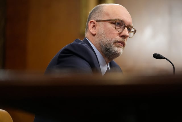 Russell Vought appears before the Senate Budget Committee on Jan. 22, 2025.