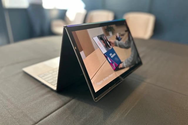 © Kyle Barr / Gizmodo Lenovo showed off a bunch of new concept laptops at MWC 2025, including this "flip over" display.