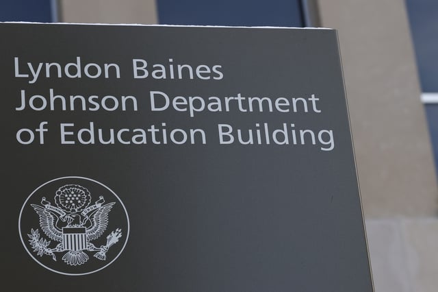 Signage outside the Lyndon Baines Johnson Department of Education Building, Saturday, Jan. 11, 2025, in Washington.