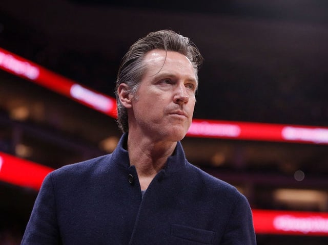 SACRAMENTO, CA - MARCH 17: Governor of California Gavin Newsom looks on during the game between the Chicago Bulls and the Sacramento Kings at Golden 1 Center on March 17, 2019 in Sacramento, California.