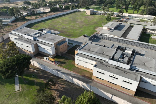 An aerial view of Los Padrinos Juvenile Hall in Downey, Calif., on June 29, 2023.