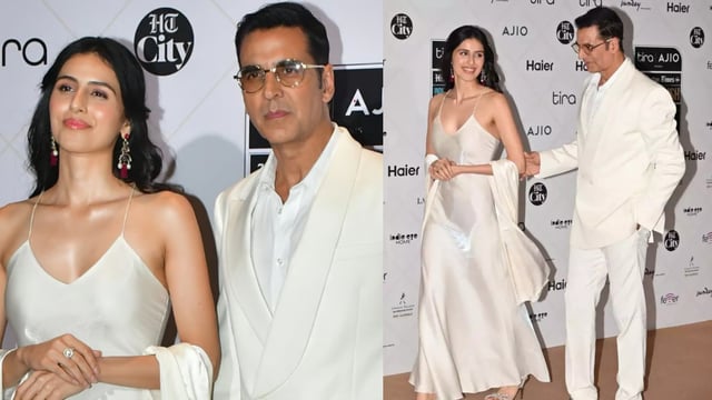 Simar Bhatia with Akshay Kumar at HT India’s Most Stylish Awards 2025