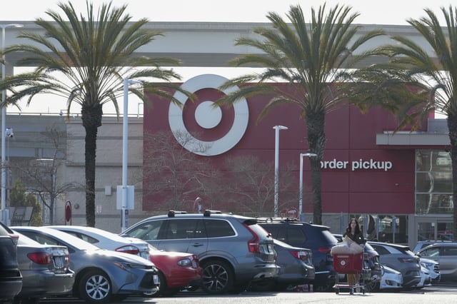 A Target parking lot in Emeryville, Calif., Friday, Feb. 28, 2025. (AP Photo/Godofredo A. Vásquez)