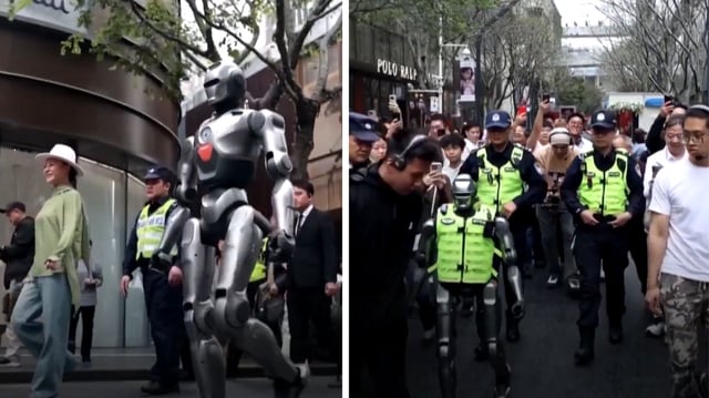 Robots patrolling the streets in southern China.
