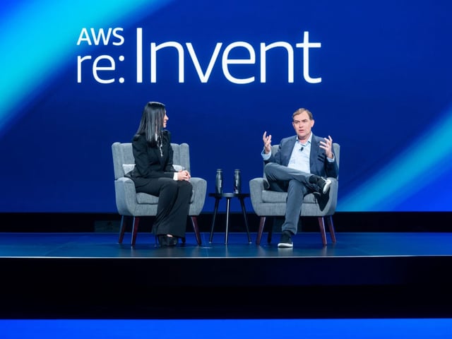AWS VP Ruba Borno (left) and CEO Matt Garman