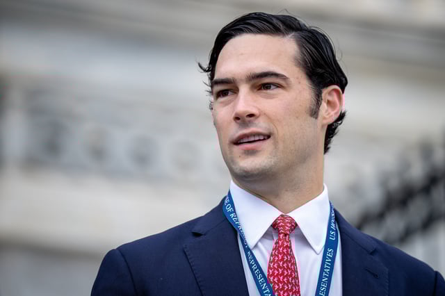Rep.-elect Brandon Gill (R-TX) mingles with other congressional freshmen of the 119th Congress after posing for a group photograph on the steps of the House of Representatives at the U.S. Capitol Building on November 15, 2024 in Washington, DC.