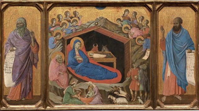 Duccio di Buoninsegna’s The Nativity with the Prophets Isaiah and Ezekiel, 1308-1311