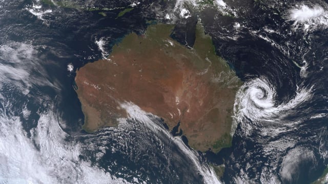 Cyclone Alfred is seen in a satellite image on Tuesday, March 2.