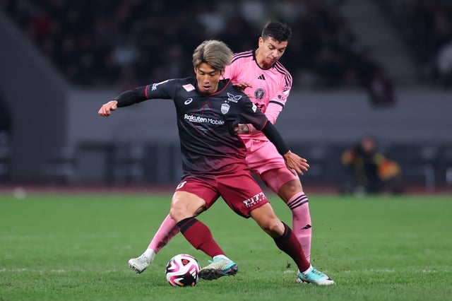 Feb 7, 2024; Tokyo, Japan; Vissel Kobe forward Yuya Osako (10) shields the ball from Inter Miami CF midfielder Tomas Aviles (6) during the second half at Japan National Stadium. Mandatory Credit: Naoki Nishimura-USA TODAY Sports/File Photo