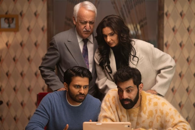 Brian George, Poorna Jagannathan, Asif Ali and Saagar Shaikhdeli in DELI BOYS.