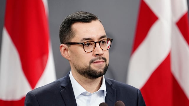 Greenlandic Prime Minister Mute Bourup Egede addresses a press conference with the Danish premier in the Mirror Hall at the Prime Minister&#39;s Office, at Christiansborg in Copenhagen, on January 10, 2025.