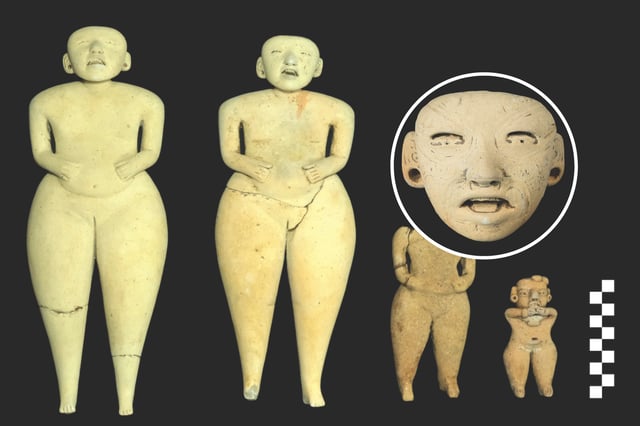 Four puppets and, inset, one puppet&#39;s head