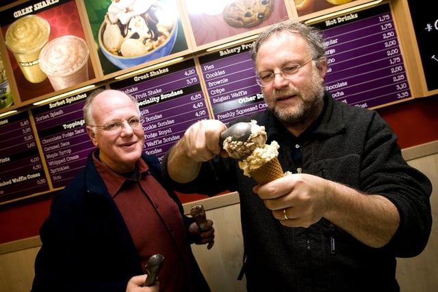 Ben and Jerry are giving away ice cream.