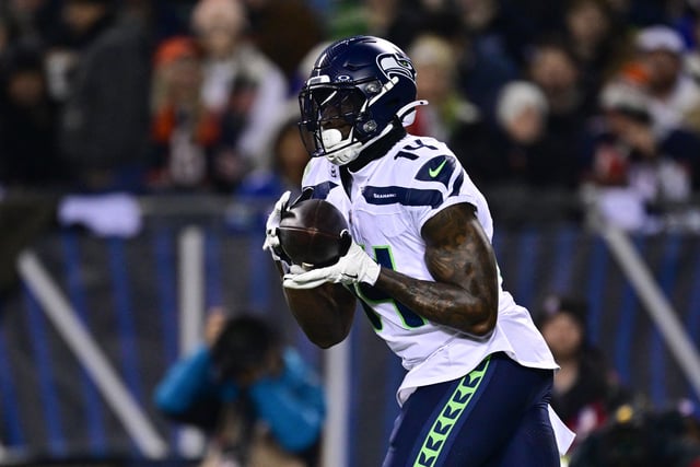 Dec 26, 2024; Chicago, Illinois, USA; Seattle Seahawks wide receiver DK Metcalf (14) makes a catch against the Chicago Bears during the first quarter at Soldier Field. Mandatory Credit: Daniel Bartel-Imagn Images/File Photo