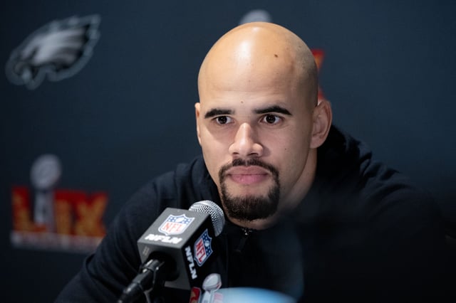 Feb 4, 2025; New Orleans, LA, USA; Philadelphia Eagles linebacker Zack Baun  during a press conference at Hilton New Orleans Riverside. Mandatory Credit: Bill Streicher-Imagn Images/File Photo
