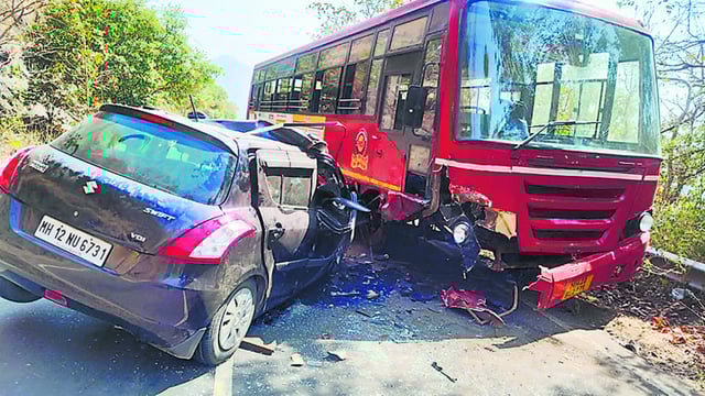 2 dead after car on wrong side crashes into ST bus in Tamhini Ghat