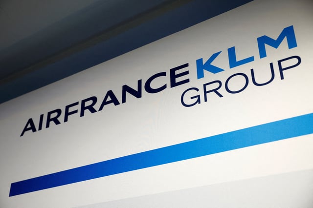The logo of Air France-KLM Group is seen during their Annual Results 2023 press conference in Paris, France, February 29, 2024. REUTERS/Sarah Meyssonnier/File Photo